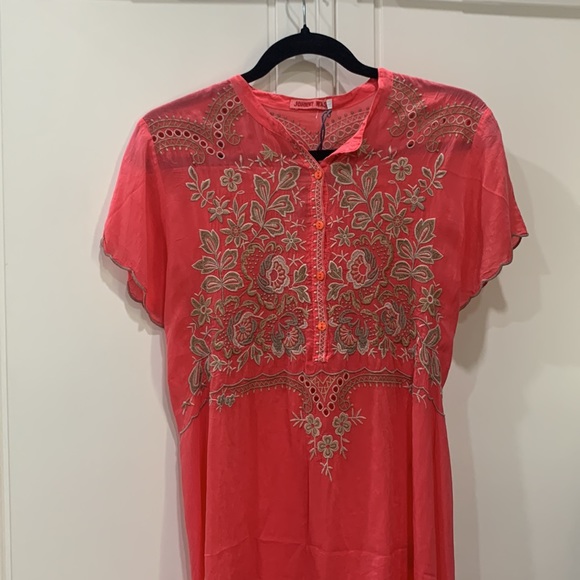 Johnny Was Beautiful Britta coral Tunic Top, with embroidery size S NWT . - Picture 2 of 16